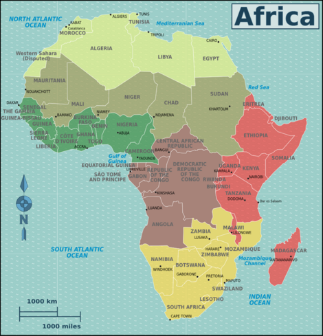 Map of Africa credit: wikitravel.org