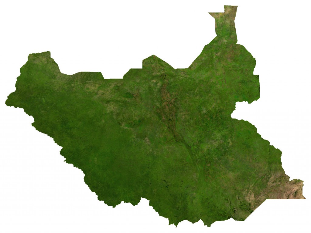 Satellite image of South Sudan, from maplibrary.org