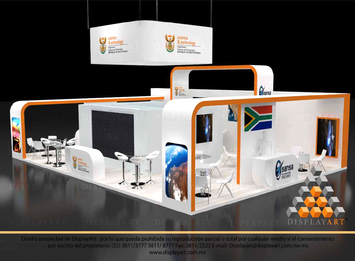 A model of the South African Department of Trade and Industry stand at the International Astronautical Congress. This will be shared with co-exhibitors such as SCS Aerospace Group (SCS AG), the South African Department of Science and Technology, the South African National Space Agency (SANSA), the Cape Town University of Technology (CPUT), Spaceteq and NewSpace Systems. 