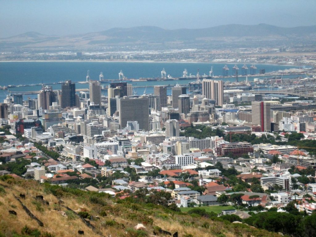 City centre of Cape Town in South Africa. View from the nearby mountain Lion’s Head. Photo Credit Wikipedia