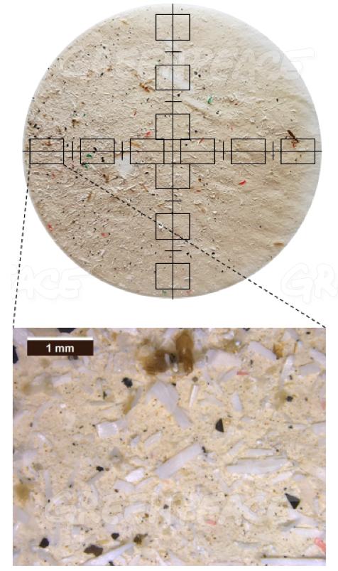 Microplastics in Indonesian Sea Salt Sample The amount of microplastic particles in Indonesian sea salt was determined by extrapolation from those measured in 12 zones (top image). Close up of microplastics found in Indonesian sea salt sample in one of the 12 zones (bottom image). A study called “Global Pattern of Microplastics (MPs) in Commercial Food-Grade Salts" found positive correlations between microplastics in seawater and microplastics in sea salts which people consume everyday. Greenpeace is urging corporations around the world to reduce and eventually phase out single-use plastics. CREDIT: © Seung-Kyu Kim