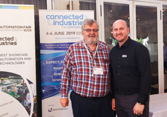 Noted economist and owner of economic consultancy economistscoza, Mike Schüssler and Marius Smit, General Manager at Africa Automation Fair organiser Reed Exhibitions at an industry networking breakfast organised by Reed Exhibitions to discuss the future of automation in South Africa.