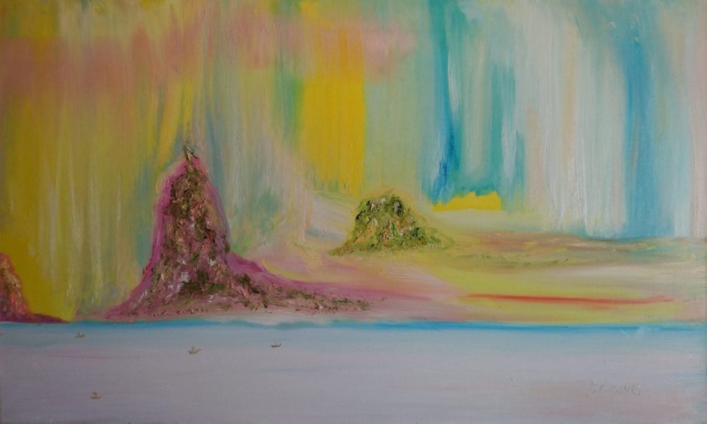 An imaginary landscape in Southeast Asia. Author Bennu. 60 x 100 cm, oil on canvas, 23rd September 2019, №134.