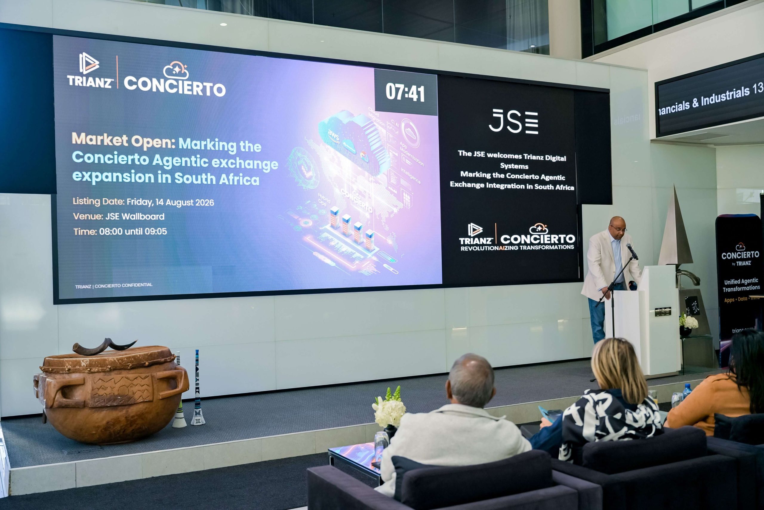 Trianz Concierto expansion in South Africa at the Johannesburg Stock Exchange Market Open ceremony