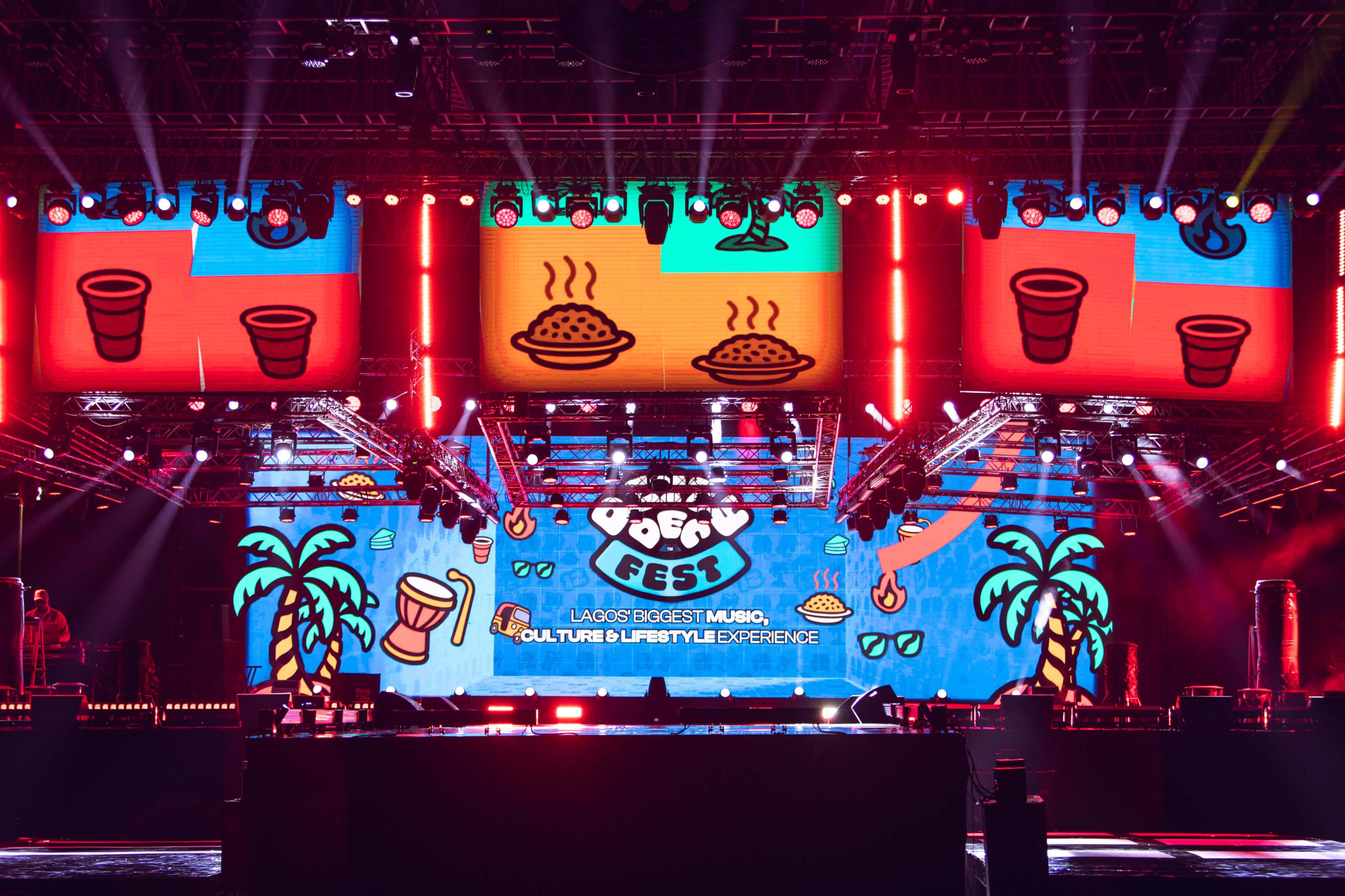 Stage, lighting rigs and LED screens at Detty December Fest 2025