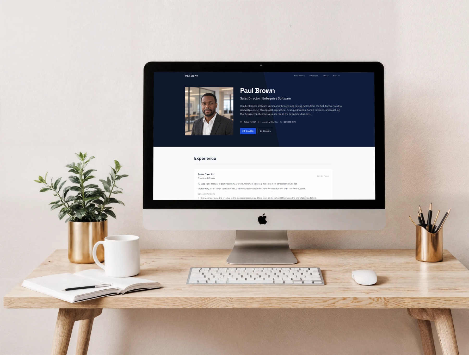 Example of a personal career website created with Self